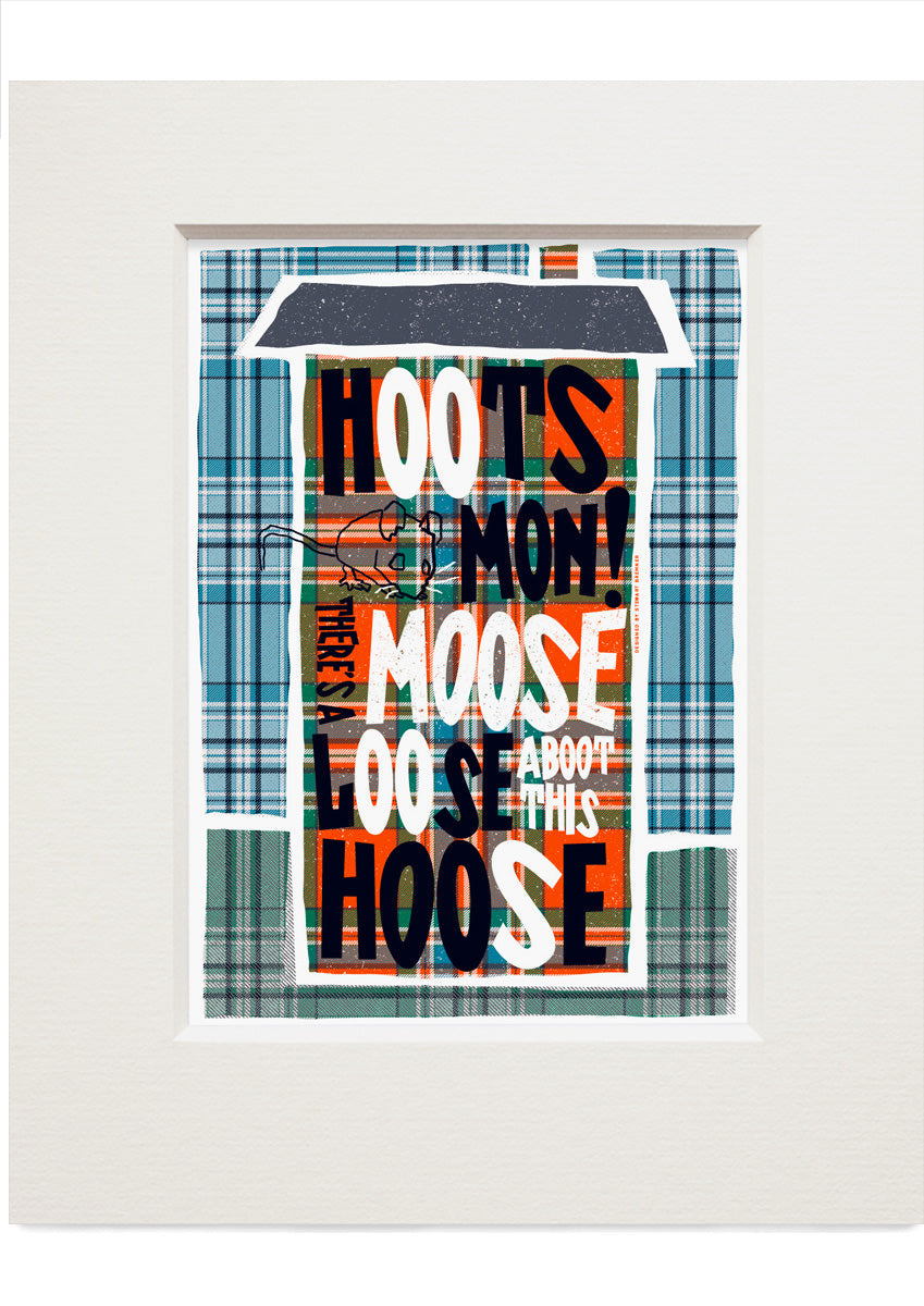 We're a Jock Tamson's bairns (on tartan) – small – Indy Prints by Stewart Bremner mounted print