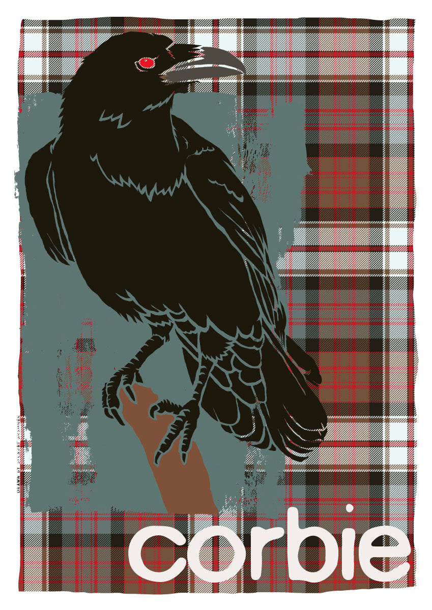 Corbie oan tartan – A4 poster