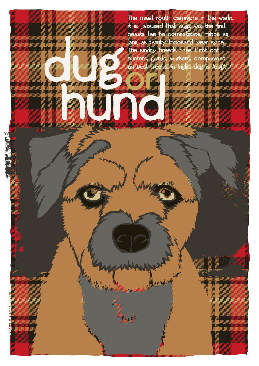 Dug or hund oan tartan – giclée print – Indy Prints by Stewart Bremner