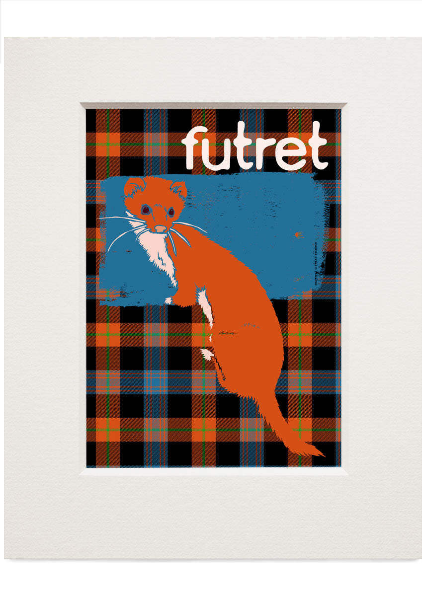 Futret oan tartan – small mounted print - Indy Prints by Stewart Bremner