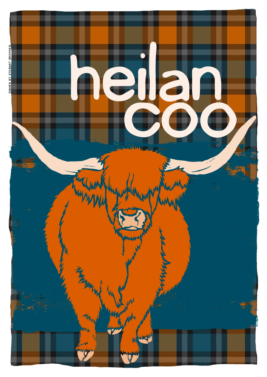 Heilan coo oan tartan – A4 poster