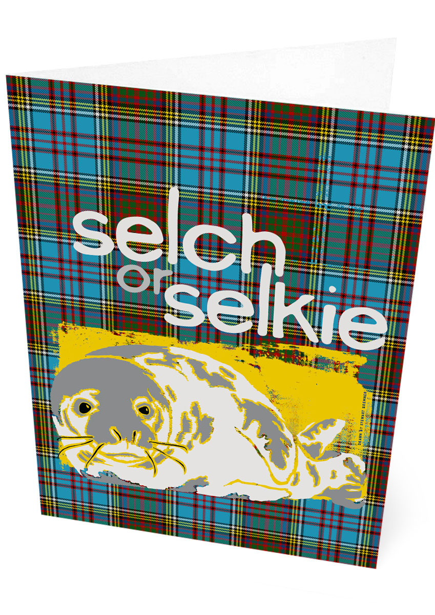 Selch or selkie oan tartan – card – Indy Prints by Stewart Bremner