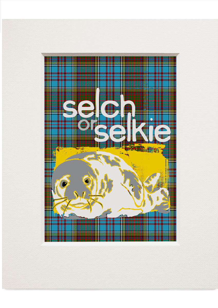 Selch or selkie oan tartan – small mounted print - Indy Prints by Stewart Bremner