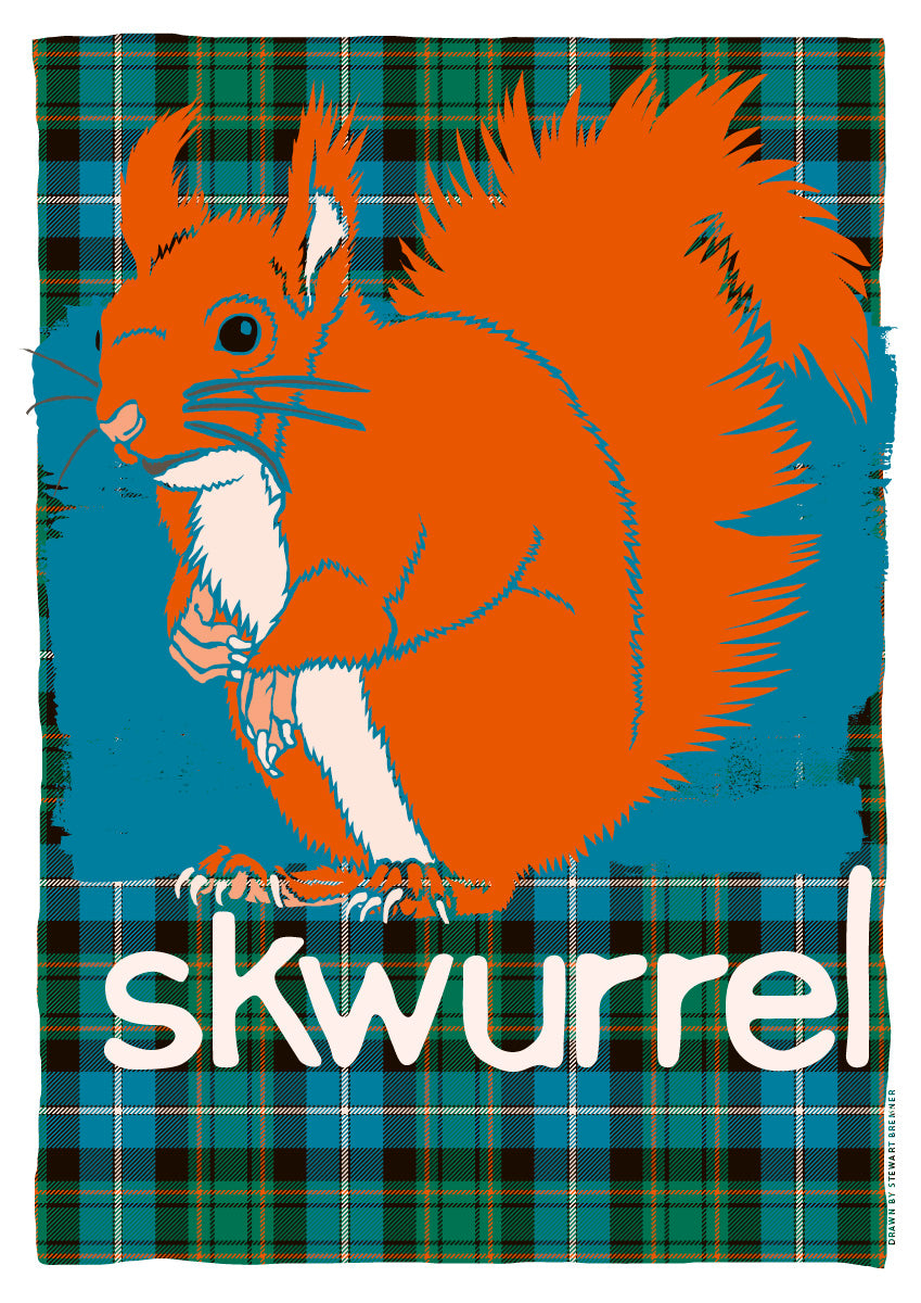 Skwurrel oan tartan – poster – Indy Prints by Stewart Bremner