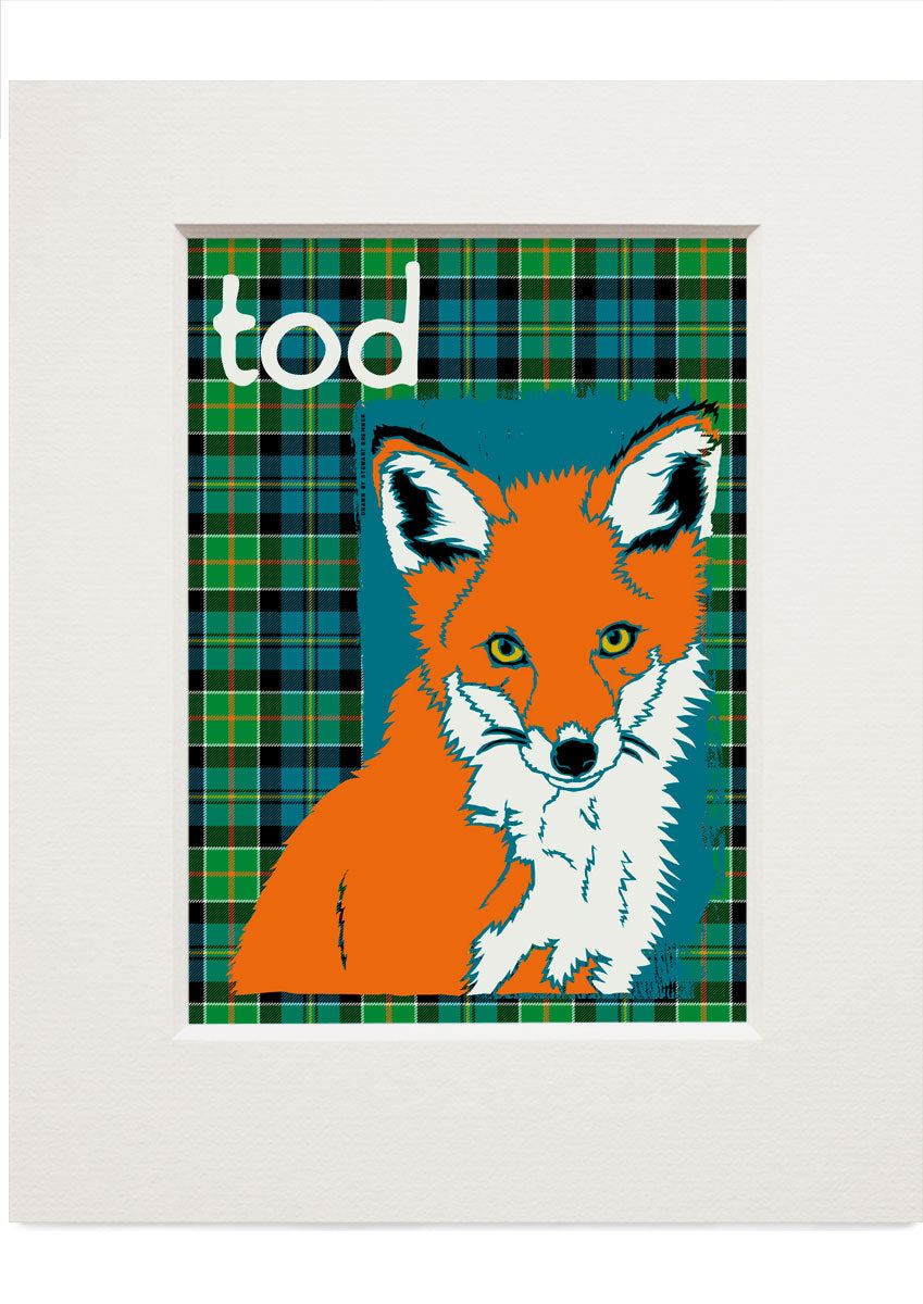 Tod oan tartan – small mounted print - Indy Prints by Stewart Bremner