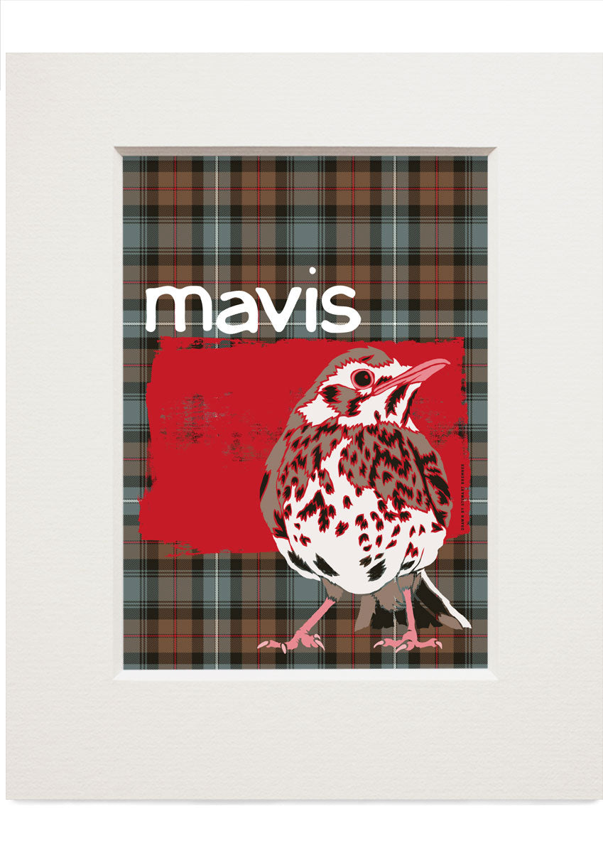 Mavis oan tartan – small mounted print - Stewart Bremner Prints