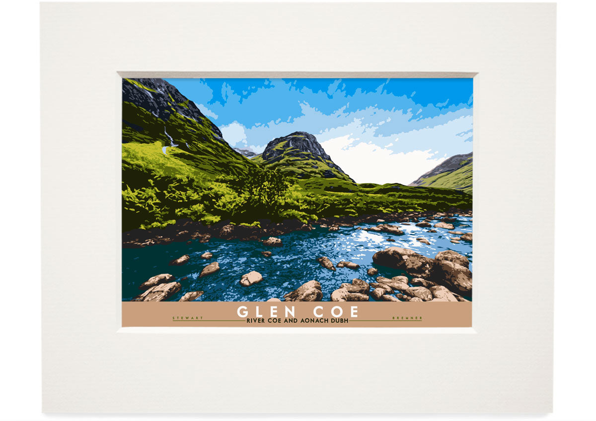 Glen Coe: River Coe and Aonach Dubh – small mounted print