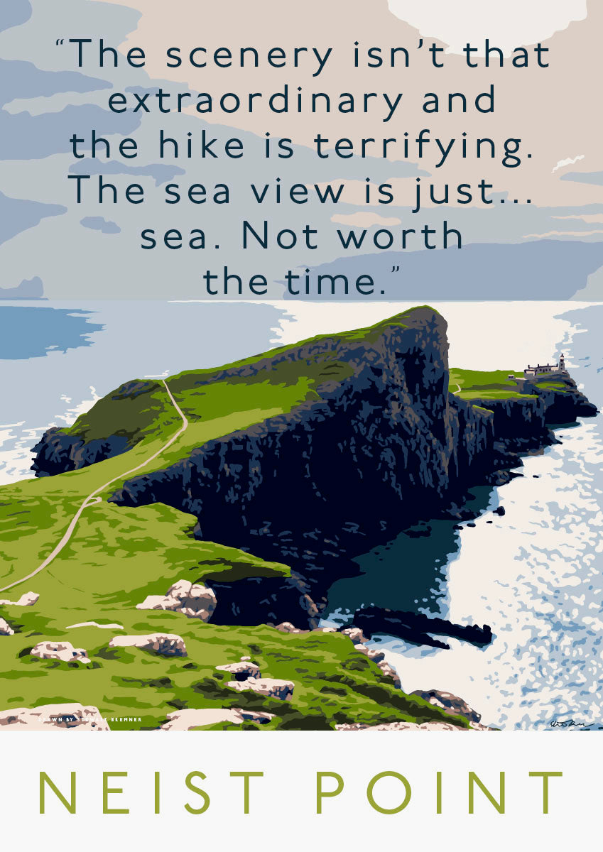 The hike to Neist Point is terrifying – poster