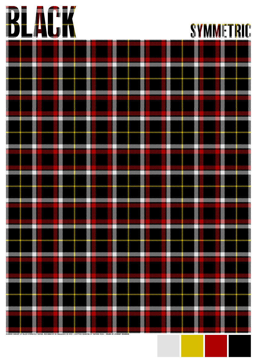 Black Symmetric Modern tartan – giclée print