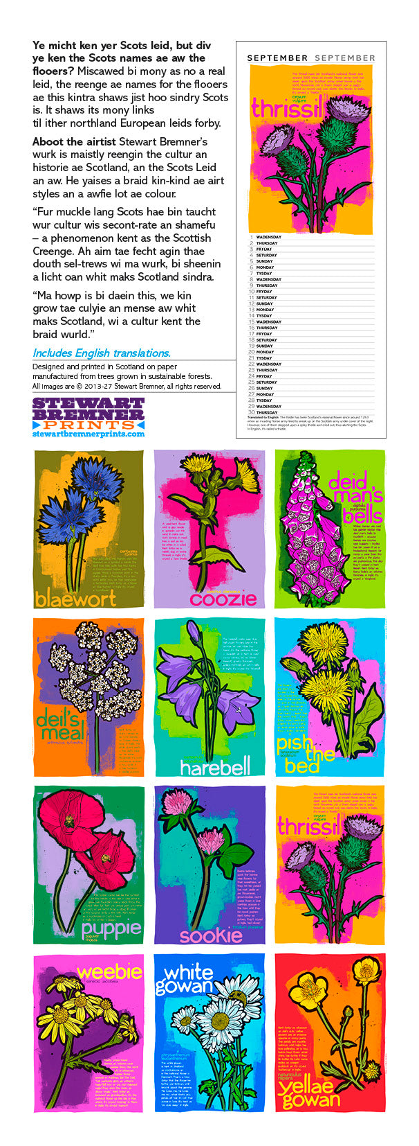 Scots flooers – slimline calendar 2027
