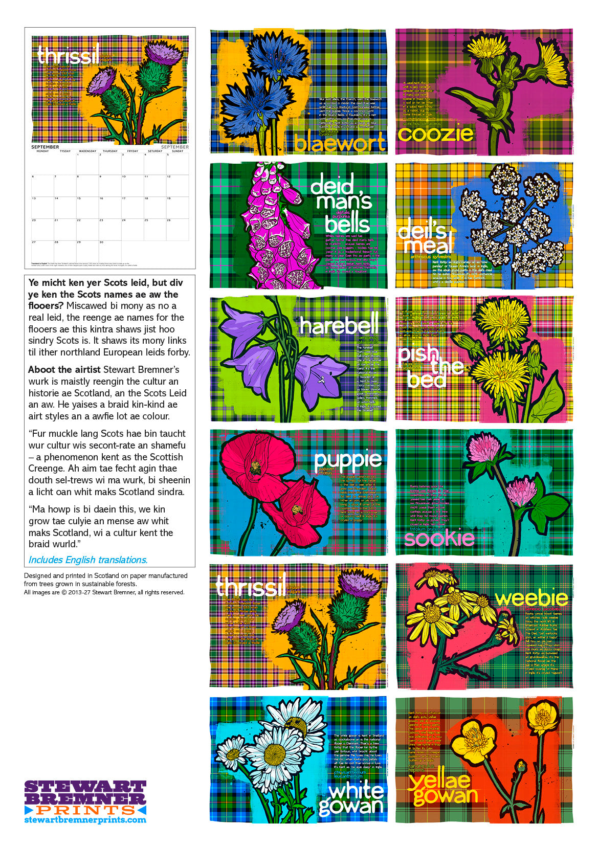 Scots flooers oan tartan – A3 calendar 2027