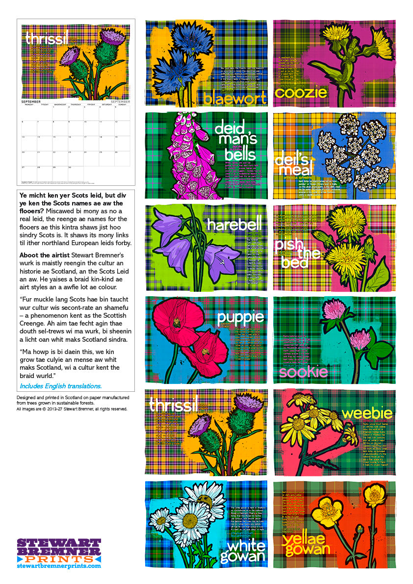 Scots flooers oan tartan – A3 calendar 2027