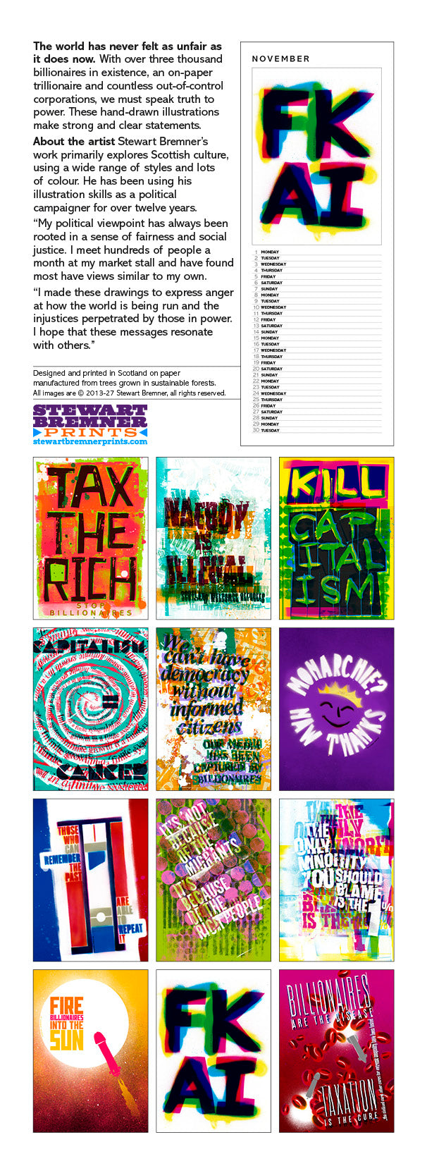 Eat the rich – slimline calendar 2027
