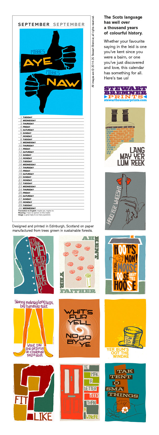 Scots Sayings – 2026 slimline calendar