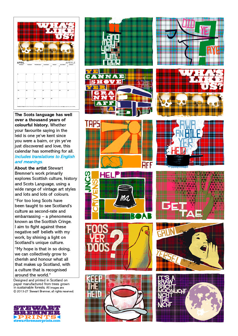 Scots sayings on tartan – A4 calendar 2027