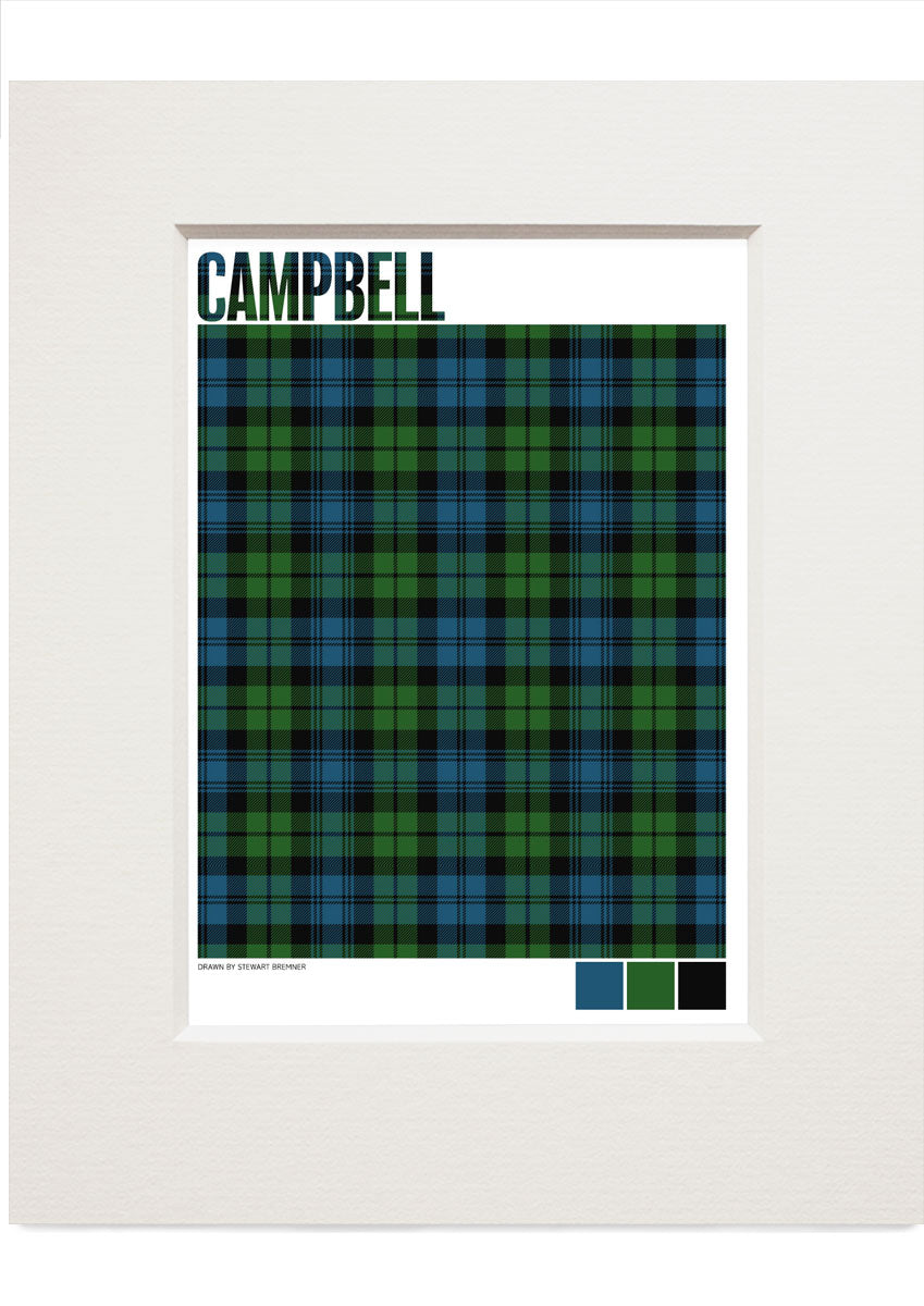 Campbell Modern tartan – small mounted print