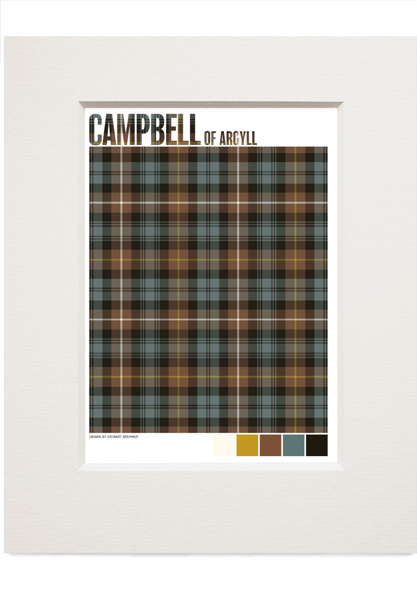Campbell of Argyll Weathered tartan – small mounted print