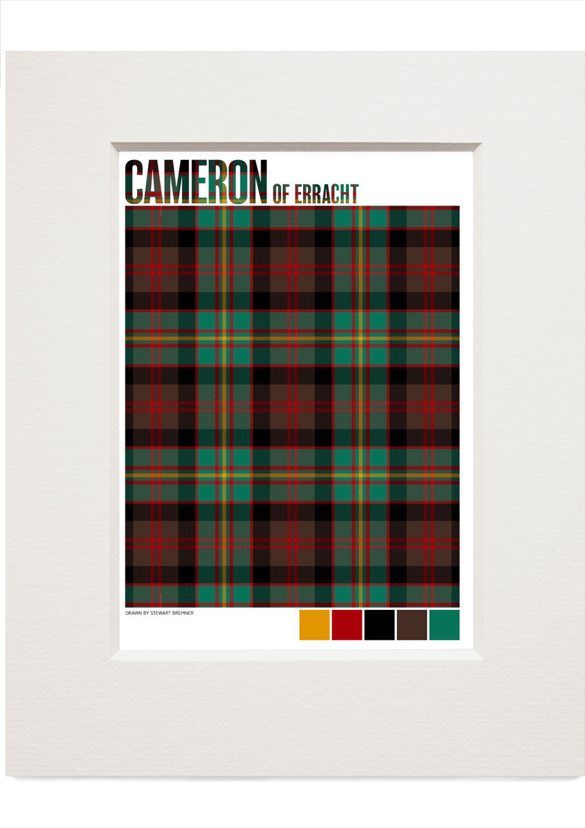 Cameron of Erracht Modern tartan – small mounted print