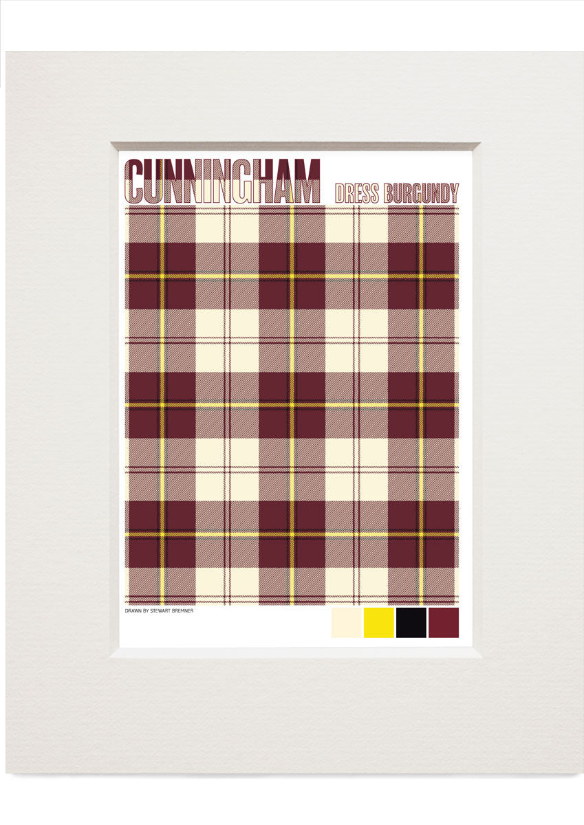 Cunningham Dress Burgundy Modern tartan – small mounted print