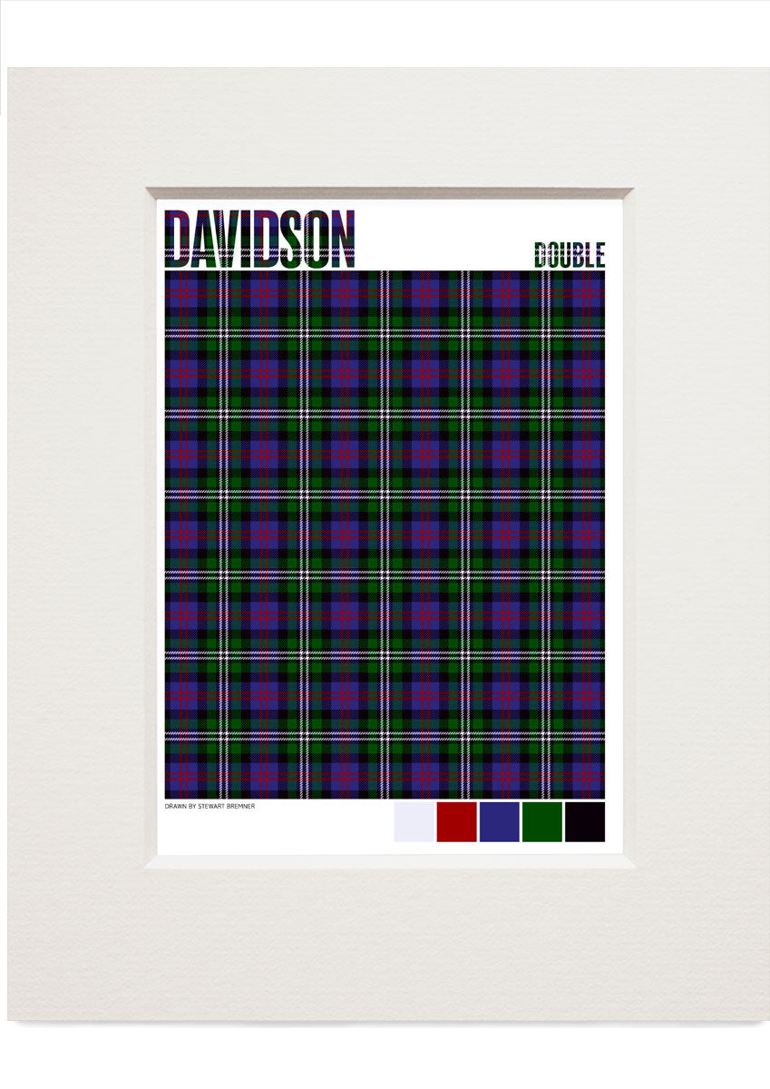 Davidson Double Modern tartan – small mounted print
