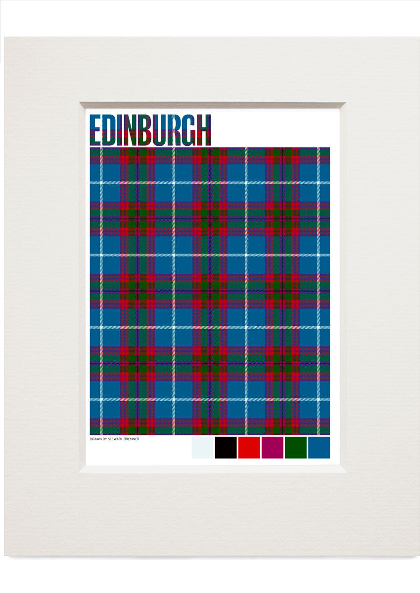 Edinburgh District Modern tartan – small mounted print