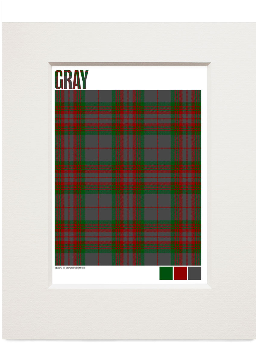 Gray Modern tartan – small mounted print