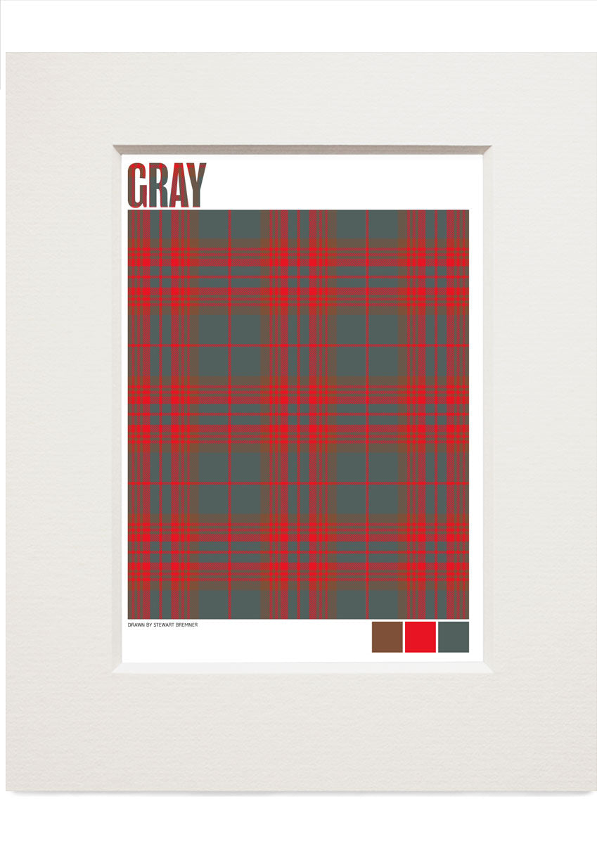 Gray Weathered tartan – small mounted print