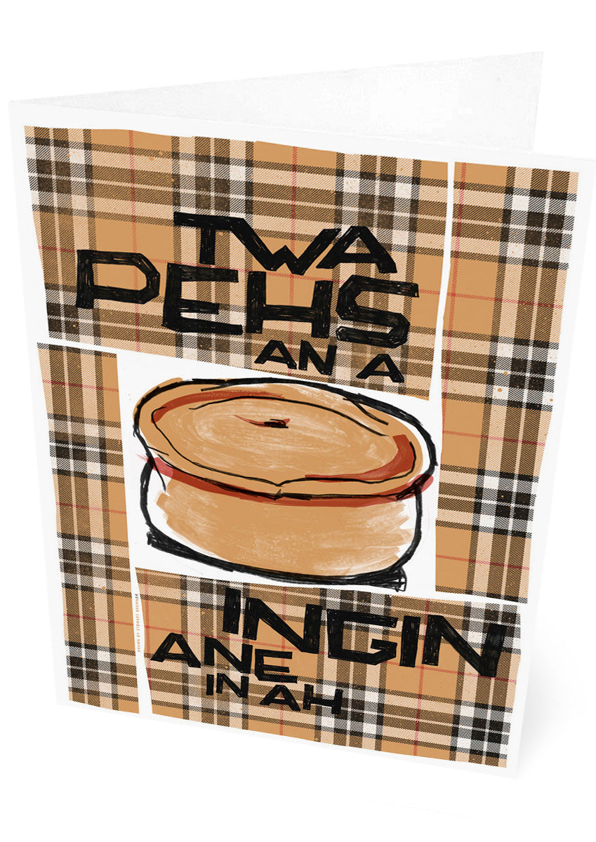 Twa pehs an a ingin ane in ah (oan tartan) – set of two cards