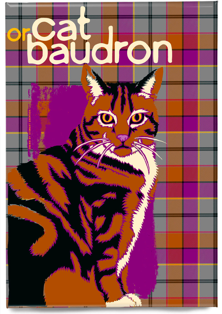 Cat or baudron oan tartan (purple) – magnet