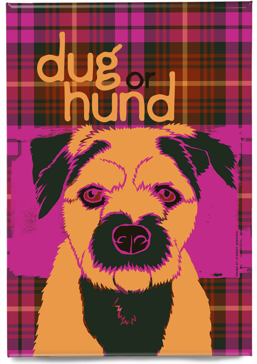 Dug or hund oan tartan (purple) – magnet