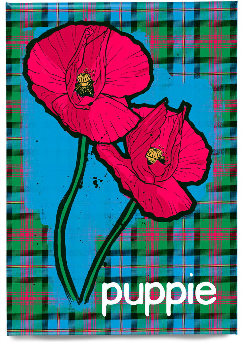 Puppie oan tartan – magnet