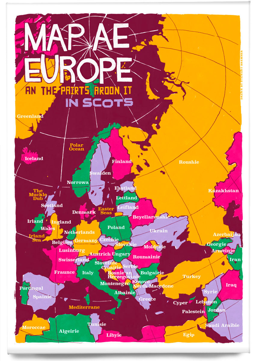 Map ae Europe in Scots – magnet