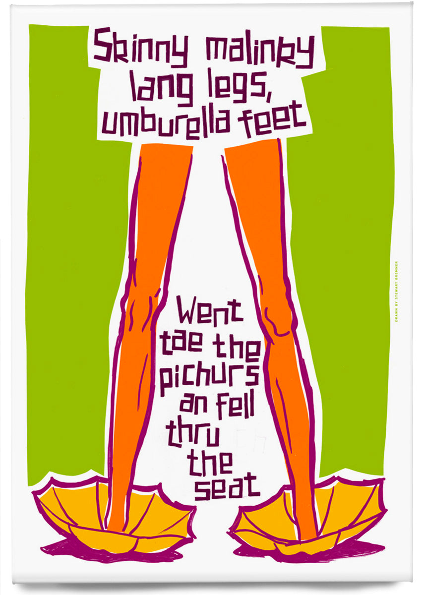 Skinny malinky long legs, umbrella feet (green) – magnet