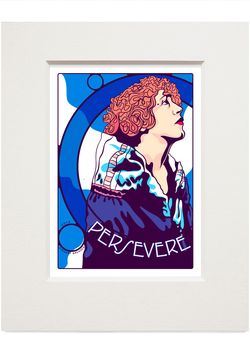Persevere (blue) – small mounted print
