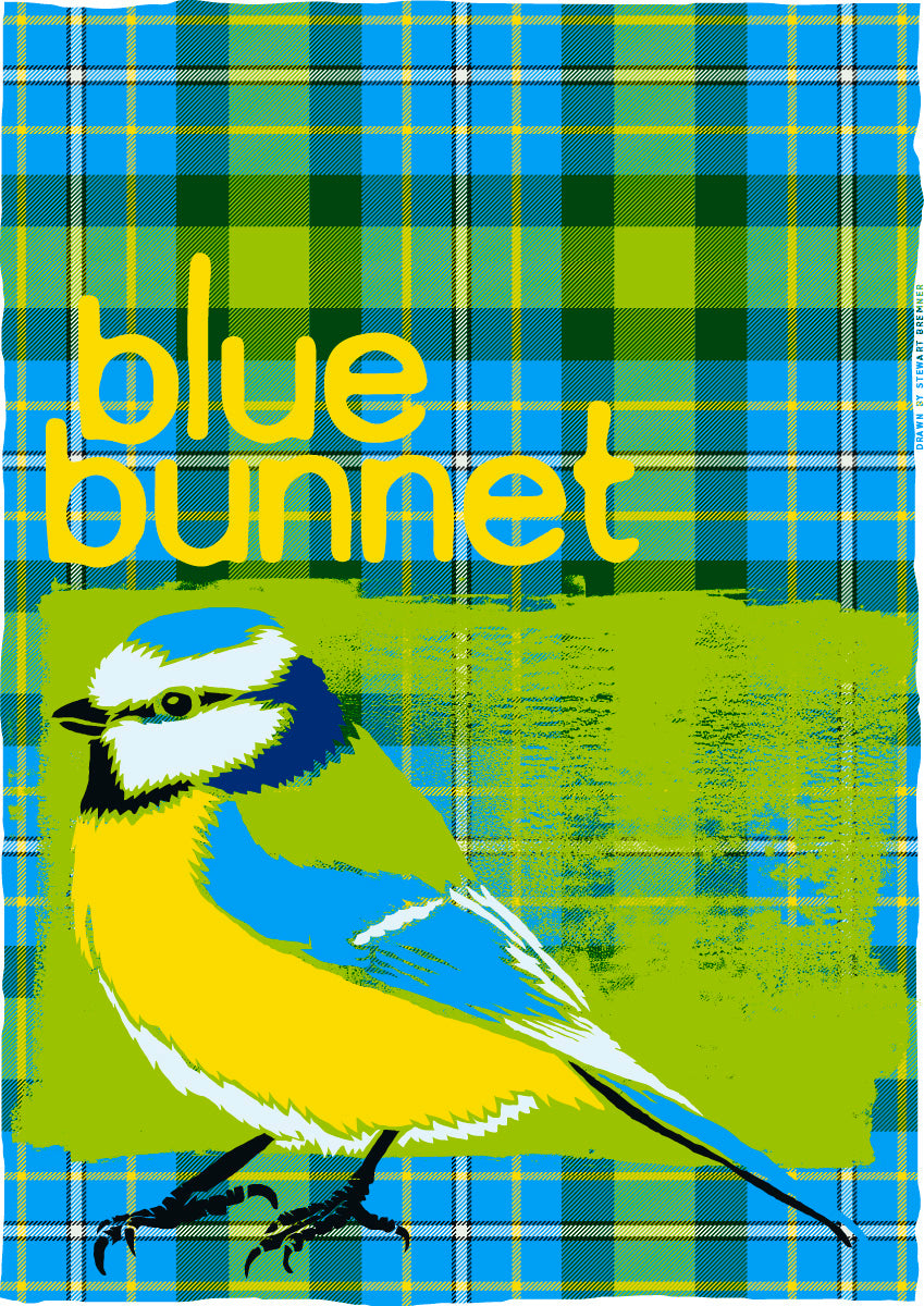 Blue bunnet oan tartan – poster