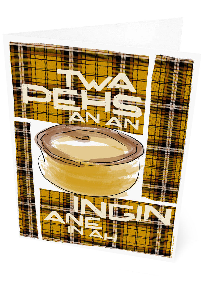 Twa pehs an an ingin ane an aw (on tartan) – magnet - Indy Prints by Stewart Bremner