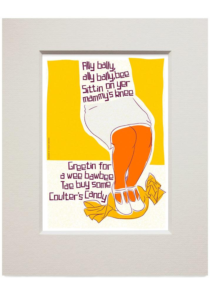 Ally bally bee – small mounted print - yellow - Indy Prints by Stewart Bremner