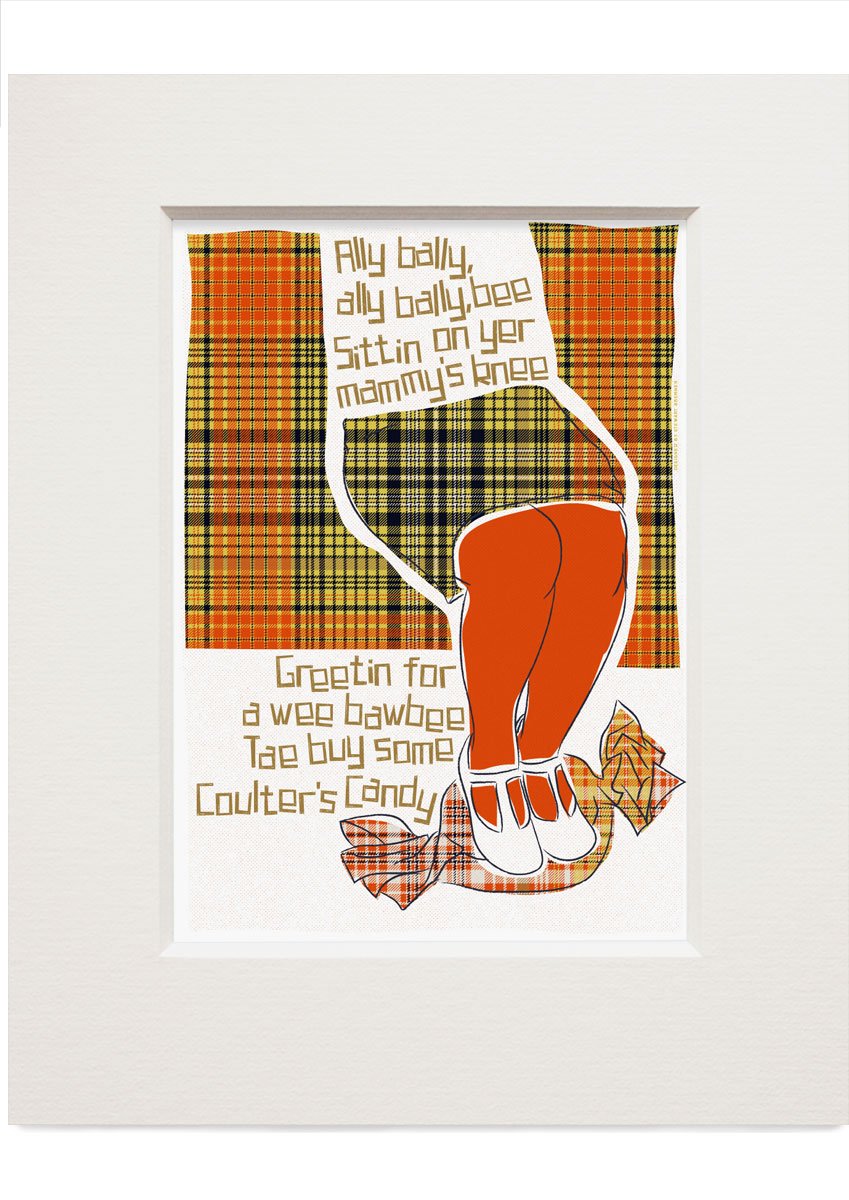 Ally bally bee (on tartan) – small – Indy Prints by Stewart Bremner mounted print