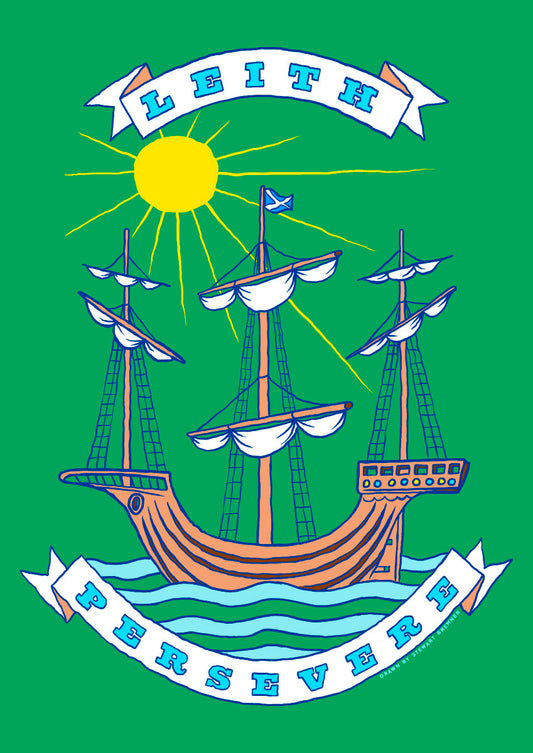Leith persevere (green) – A4 poster