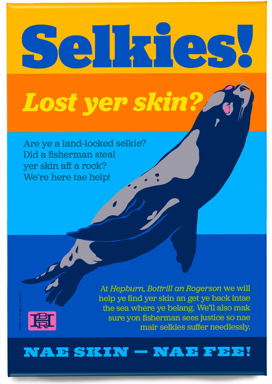 Selkies! Lost yer skin? (blue) – magnet