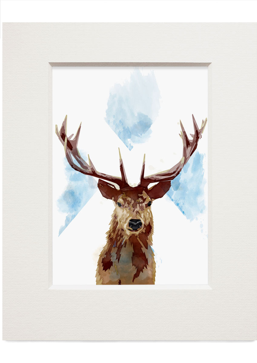 The Scottish stag – small mounted print