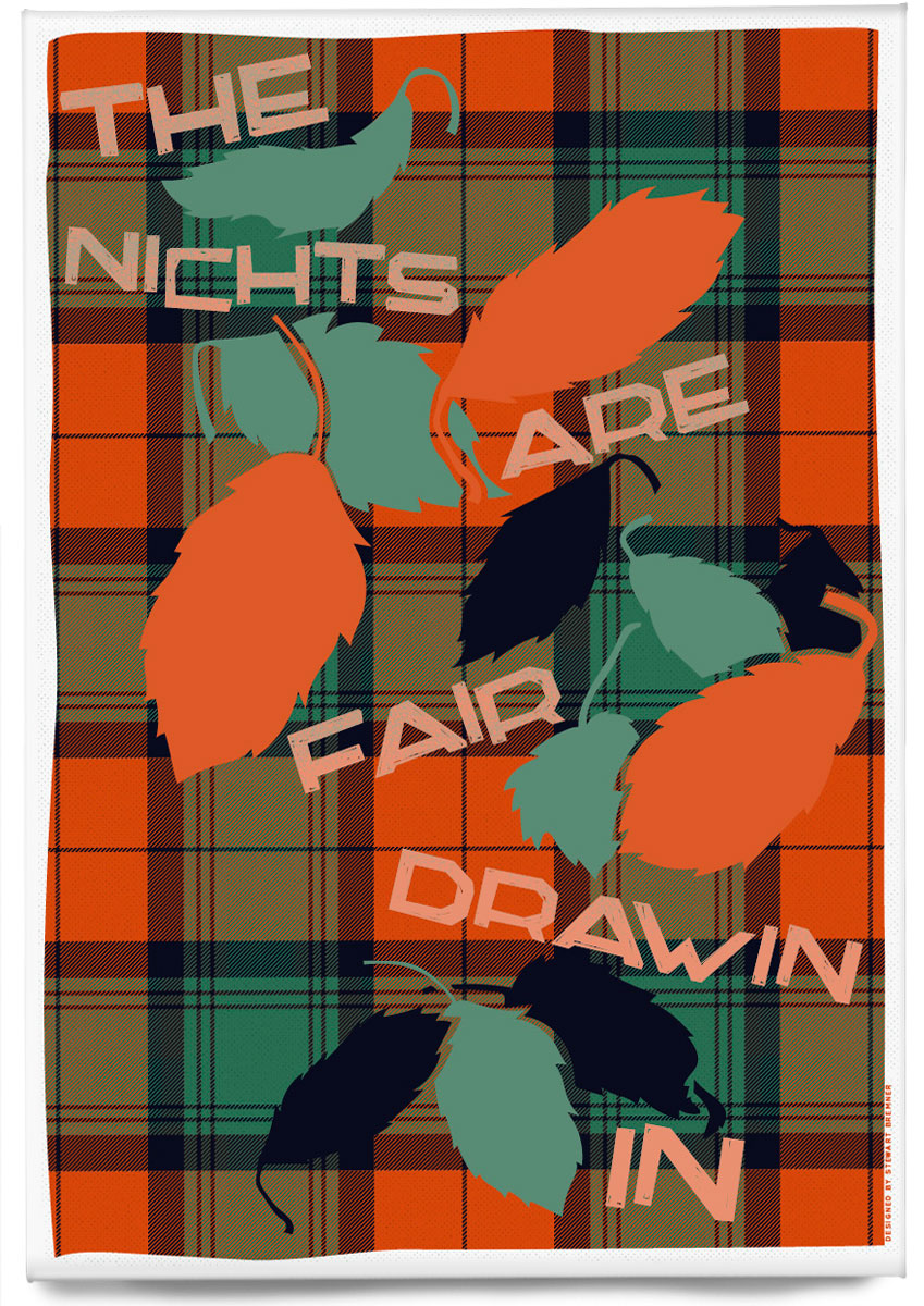 The nichts are fair drawin in (on tartan) – magnet