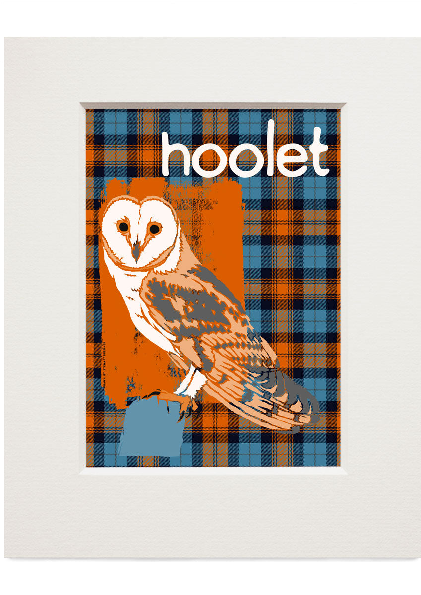 Hoolet oan tartan – small mounted print - Indy Prints by Stewart Bremner