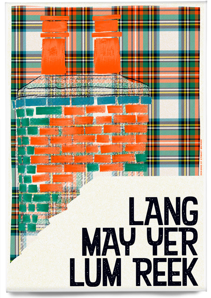Lang may yer lum reek (on tartan) – magnet