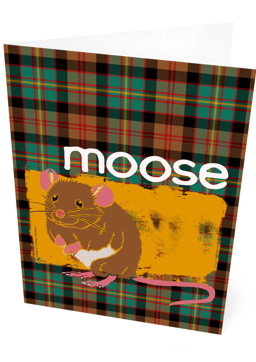 Moose oan tartan – card – Indy Prints by Stewart Bremner