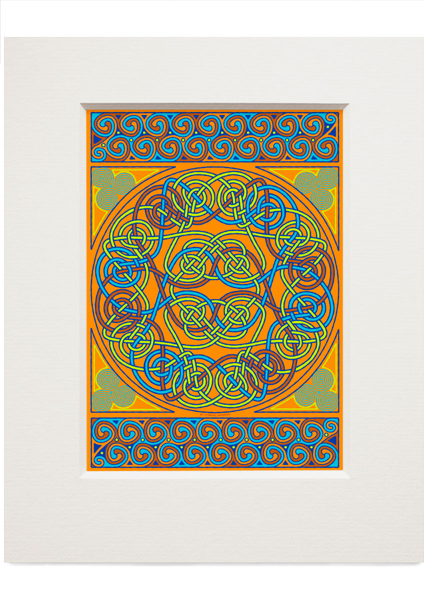 Thrumster Celtic amber panel – small mounted print