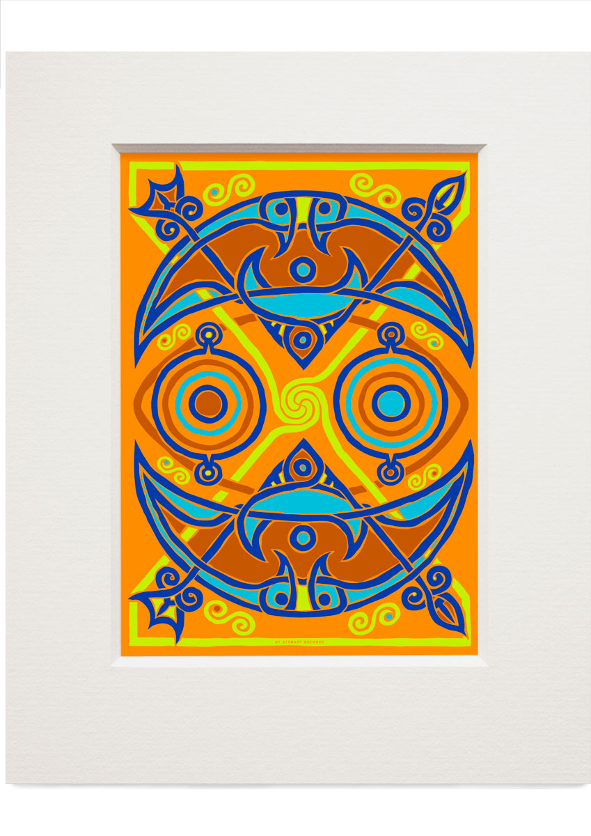The Pictish Crescent amber panel – small mounted print