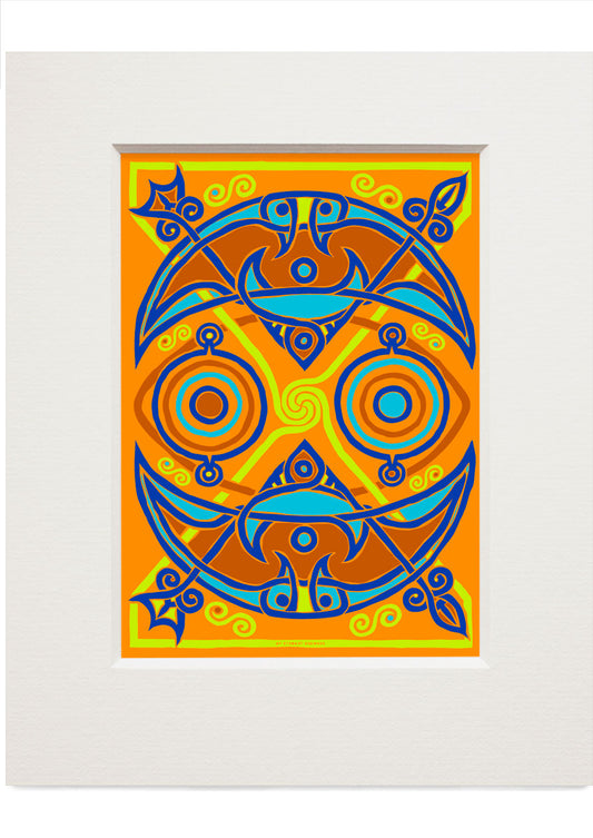 The Pictish Crescent amber panel – small mounted print