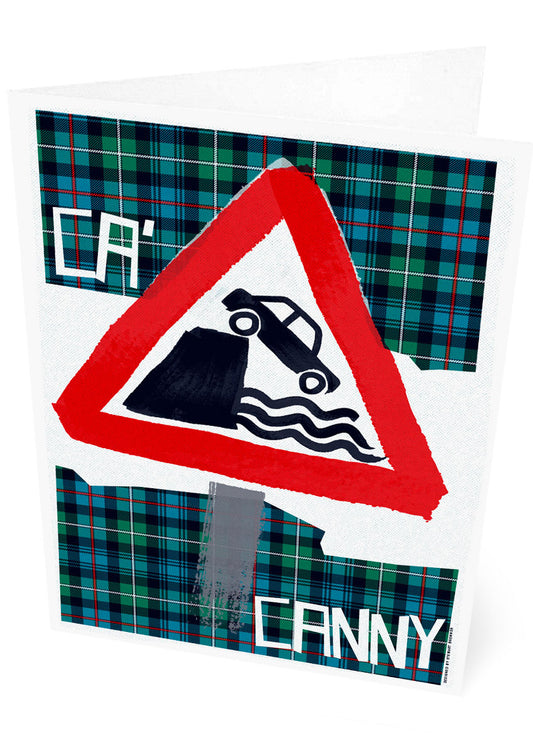 Ca' canny (on tartan) – card