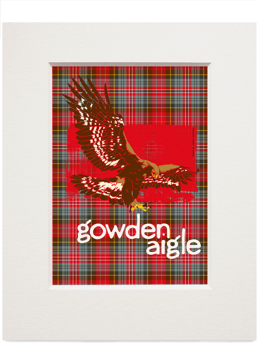 Gowden aigle oan tartan – small mounted print - Stewart Bremner Prints